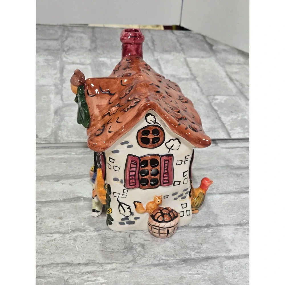 Russ‎ Berrie Thanksgiving Fall House Porcelain Votive Hand Painted  Autumn Theme